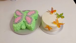 Whip cream butterfly  and buttercream cake