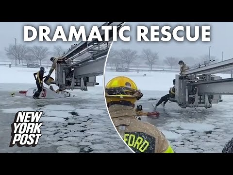 Dramatic video shows firefighters saving couple from icy Long Island Sound | New York Post