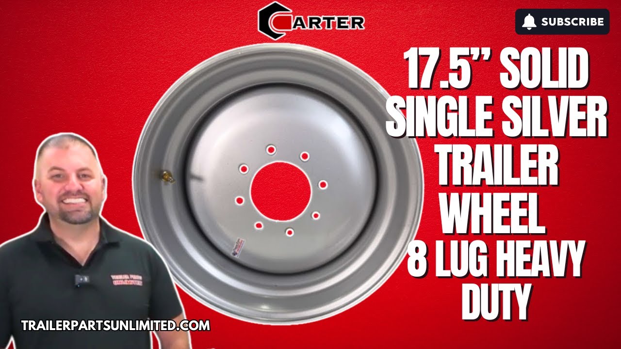 17.5” Solid Single Silver Trailer Wheel 8 Lug | Heavy Duty | Trailer Parts Unlimited