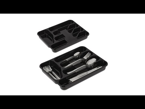 Range-couverts noir en lot de 2 Noir - Matière plastique - 25 x 4 x 33 cm