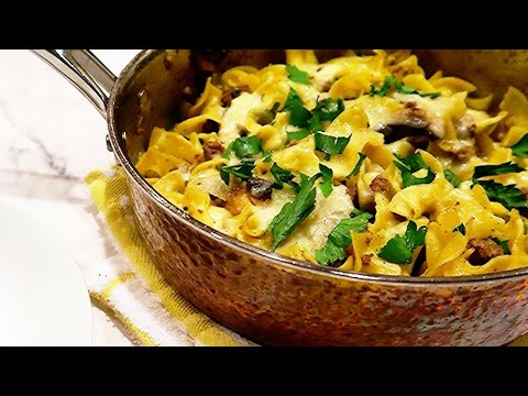 French Onion Beef Stroganoff Over Egg Noodles from Martha Stewart & Marley Spoon