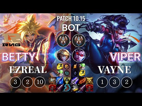 RNG Betty Ezreal vs HLE Viper Vayne Bot - KR Patch 10.15