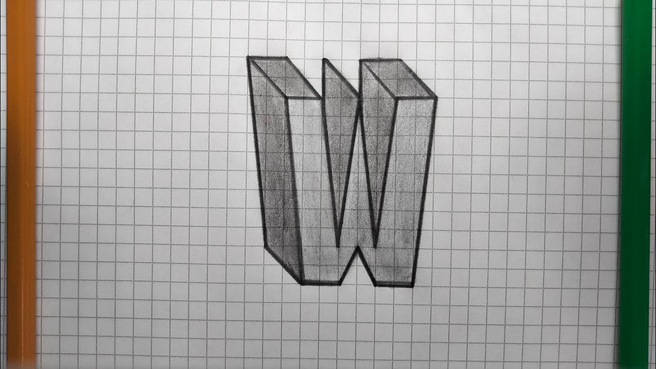 how to draw letter W. Letter w in 3d. drawings Letter 