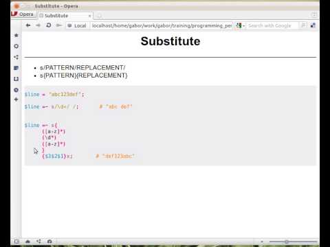 Beginner Perl Maven tutorial: 10.6 - substitution