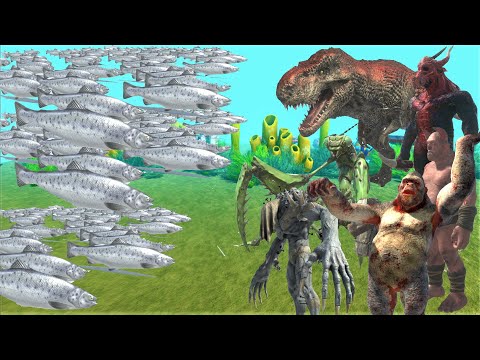 WHO CAN DEFEAT 100 SALMON animal revolt battle simulator 100 SALMON VS STRONG UNIT