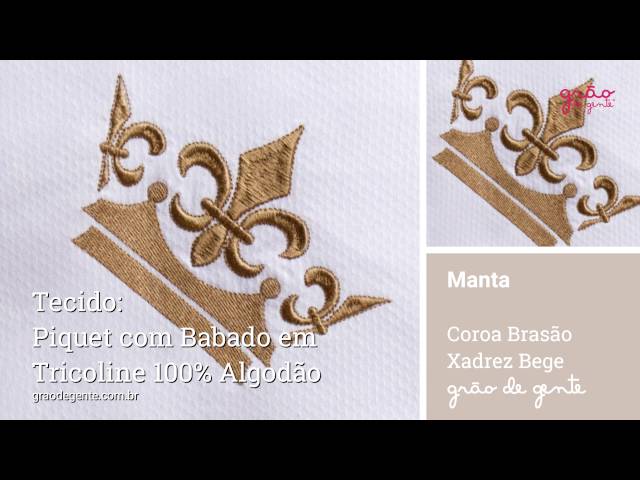 Manta Coroa Brasão Xadrez Bege | Ref: 53336