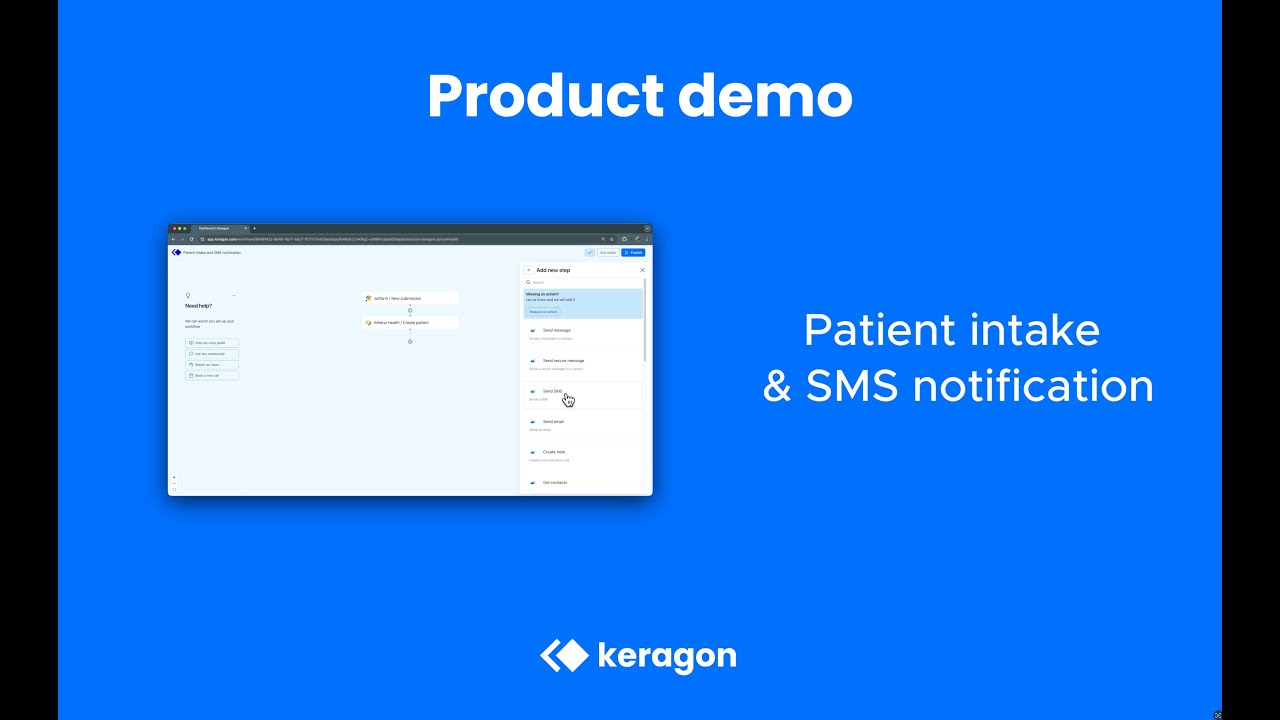 How to create an automated patient intake workflow with EHR sync &amp; SMS notifications | Keragon