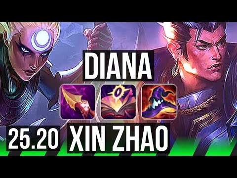 DIANA vs XIN ZHAO (JGL) | 23/1/8, Legendary, 7 solo kills, 40k DMG | EUW Diamond | 25.20