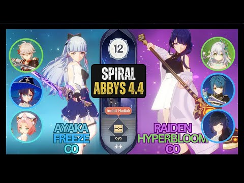 C0 Ayaka Freeze & C0 Raiden Hyperbloom (Skin Mod) - NEW Genshin Impact Spiral Abyss 4.4 - Floor 12