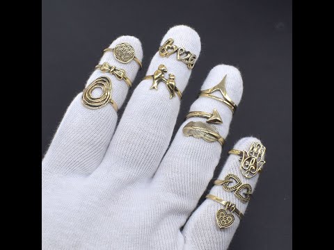 Yellow leaf style brass ring