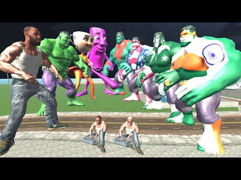Franklin & Indian Hulk vs Pak, America & Bangladesh Hulk In Indian Bike Driving 3d