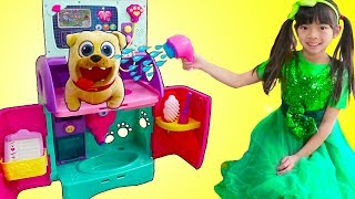 Emma Pretend Play Feeding &amp; Giving Bath To Pet Animals Toys for Kids
