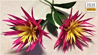 Super easy way to make paper flower| Crepe paper flower making tutorials| Paper crafts