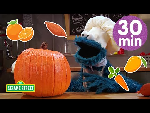 Cook with Orange Fruits & Vegetables! 🥕🍊| Cookie Monster Foodie Truck Compilation