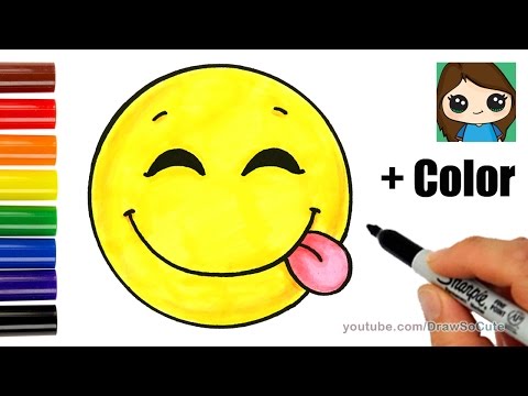 How to Draw a Silly Happy Face Emoji with Coloring Easy