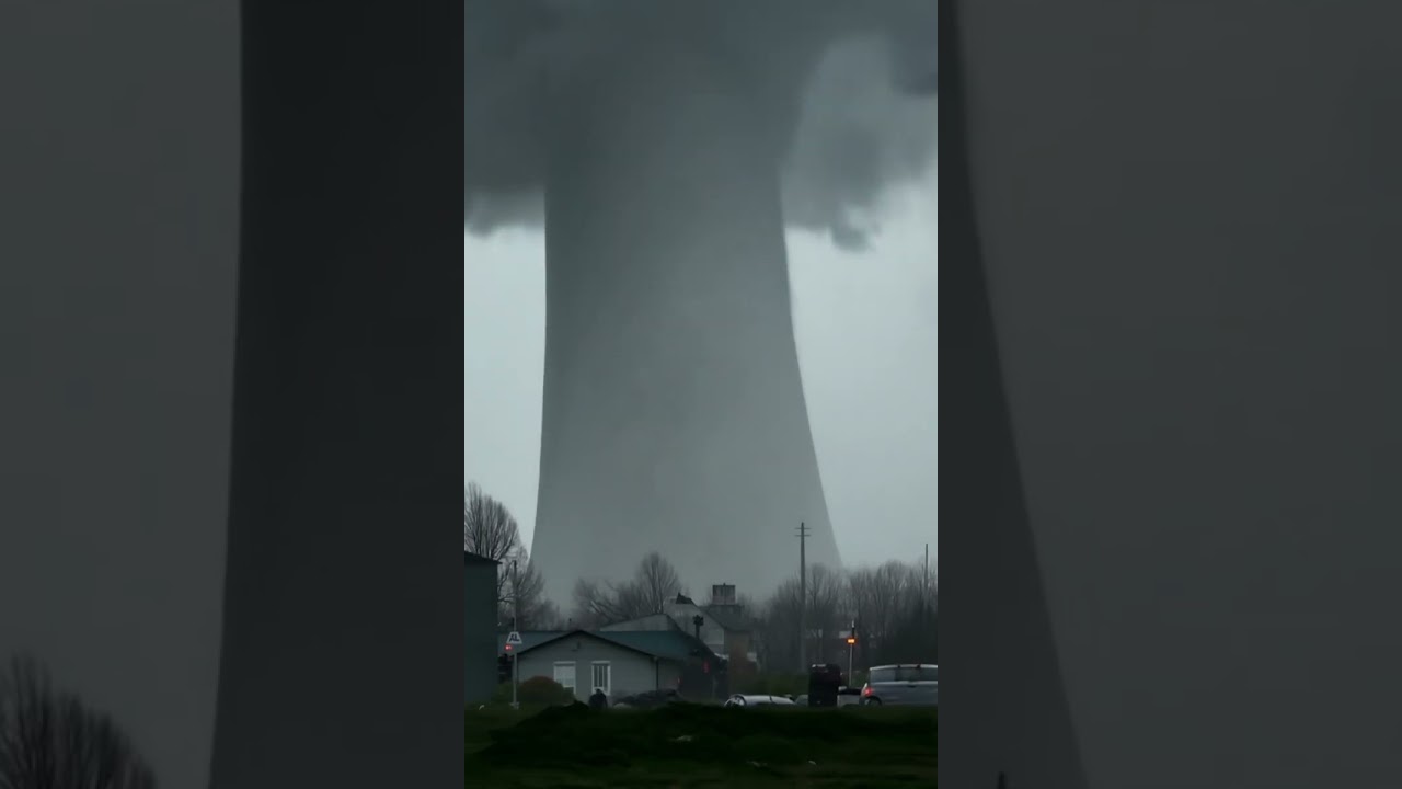 Tornado spinning the wind and clouds