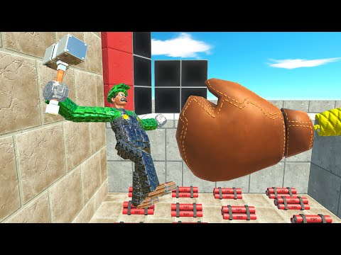 GIANT BOXING GLOVE PUSHES MECHA IN PIT WITH DYNAMITE | Animal Revolt Battle Simulator