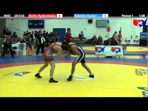 Schultz GR 55 KG Quarterfinal: Dmitry Ryabchinskiy (NYAC) vs. Rajender Kumar (India)