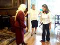 92 Year Old Gramdma Cutting A Rug