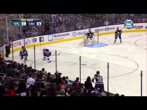Marian Gaborik nice backhand tip in goal 4-1 April 12 2013 St. Louis Blues vs Columbus Blue Jackets