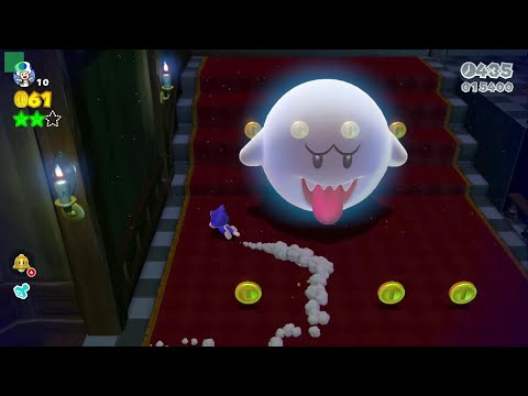 Super Mario 3D World - 3-3 Shifty Boo Mansion - All Green Stars & Stamp 100% Gameplay Walkthrough