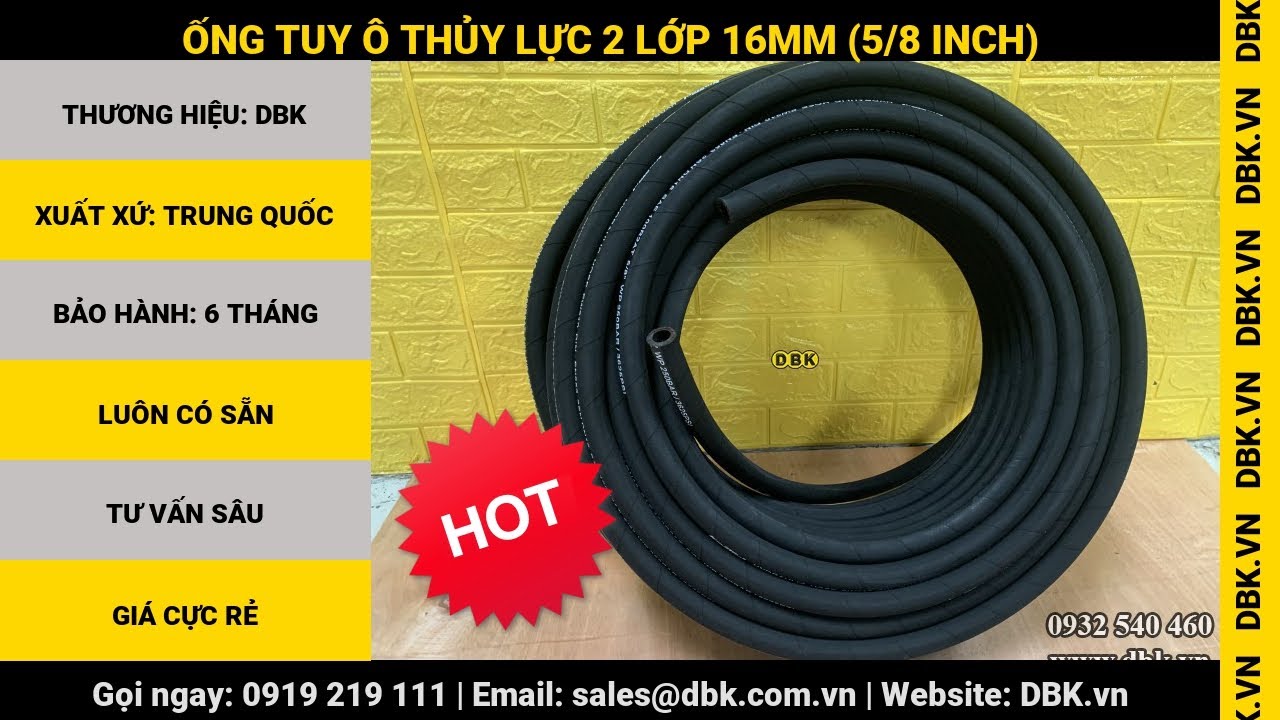 Video Ống tuy ô thủy lực 2 lớp 16mm (5/8 inch) - Ống tuy ô thủy lực 2 lớp 16mm (5/8 inch)