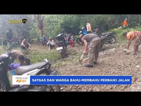 SATGAS MADAGO RAYA GOTONG ROYONG PERBAIKI JALAN BERSAMA WARGA