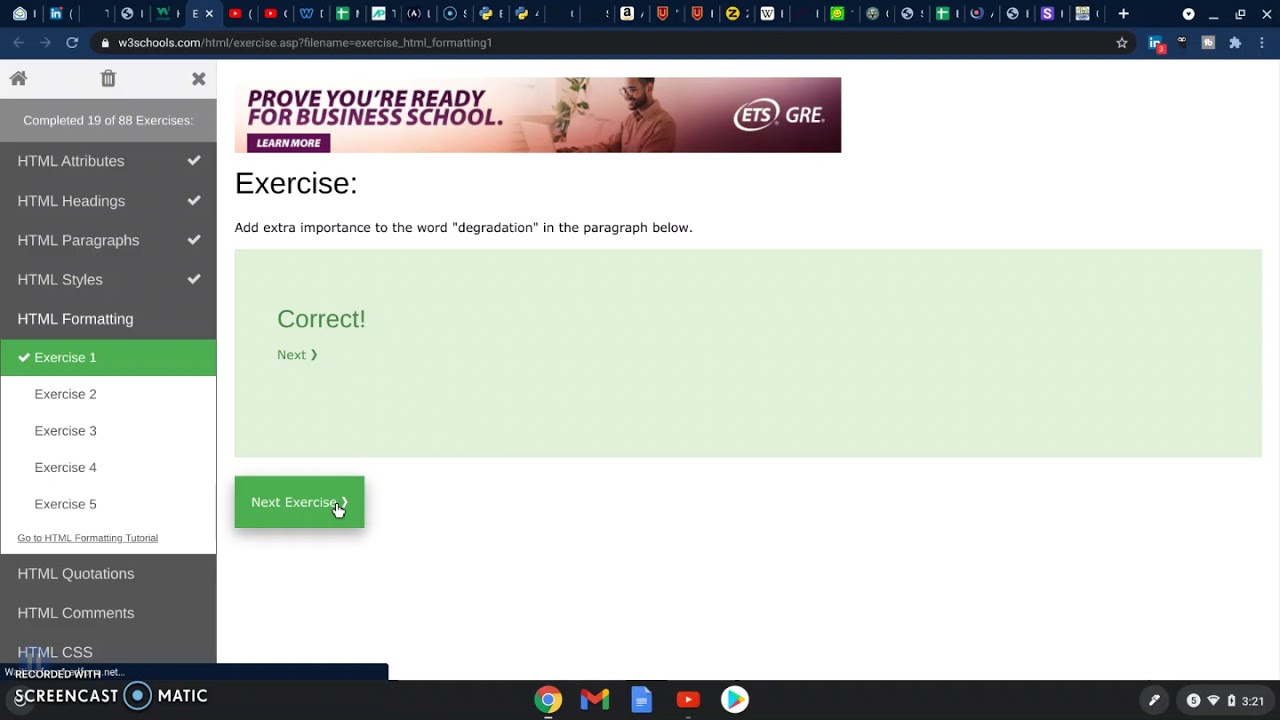 Learn HTML Formatting 3 - Exercises