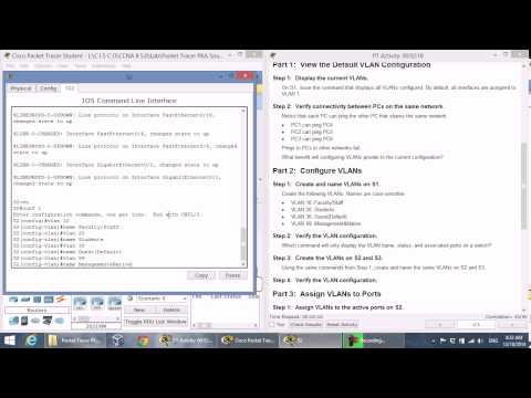 CCNA2 3.2.1.7 Packet Tracer Configuring VLANs