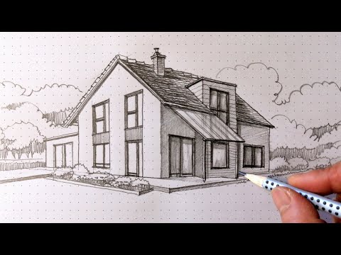 How to draw a House in 2 point perspective