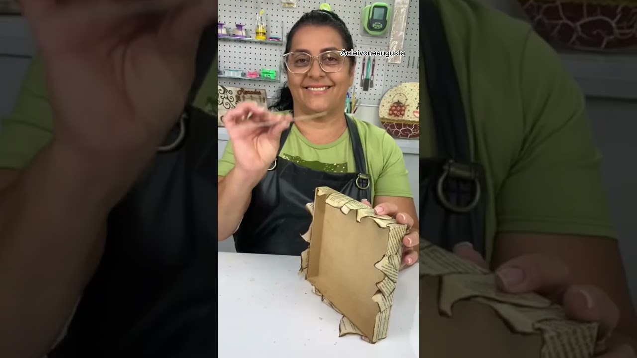 Arte em caixa com técnica decoupage em livro antigo 🤩🧡