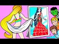 Paper Dolls Dress Up - Rainbow Rapunzel vs Fat Sadako Weight Loss Dress - Barbie Story & Crafts