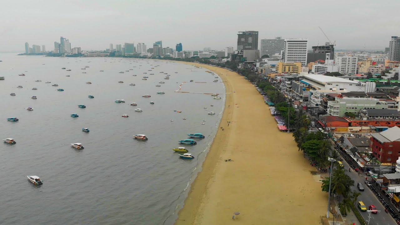 Experience mesmerizing aerial view of Pattaya Beach.