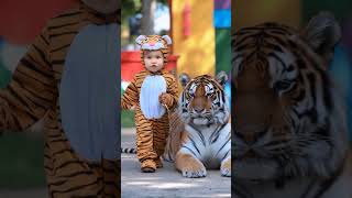 Download lagu 'Adorable Baby in Tiger Costume Holding a Leashed Tiger: A Symbol of Strength and Cuteness' 🦁🤯 mp3 Download lagu 'Adorable Baby in Tiger Costume Holding a Leashed Tiger: A Symbol of Strength and Cuteness' 🦁🤯 mp3