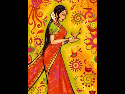 Diya drawing with Indian girl for Diwali/beautiful Indian girl in saree#diwalispecial #artskills