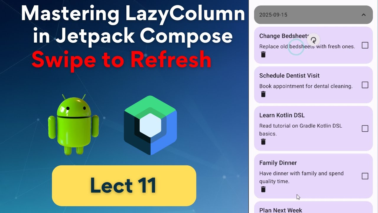 11 - How to implement Pull to Refresh | Mastering LazyColumn Jetpack Compose | Android Rashid Saleem