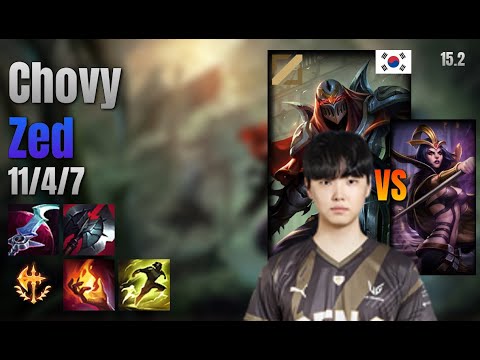 Chovy Mid Zed vs LeBlanc lol KR solo rank Full Game 15.2 | 쵸비 제드 vs 르블랑