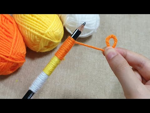Super Easy Woolen Flower Craft Ideas with Pencil - Amazing Hand Embroidery Flower Design Trick