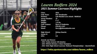 Lauren Redfern 2024 Summer Lacrosse Highlights 2021