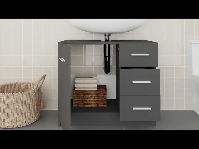 Video teaser for 804188 vidaXL Sink Cabinet Concrete Grey 63x30x54 cm Chipboard