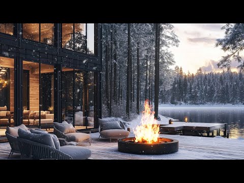 Snowstorm, Breathtaking View, Crackling Fire - Winter Ambience for Sleep, Relax or Study