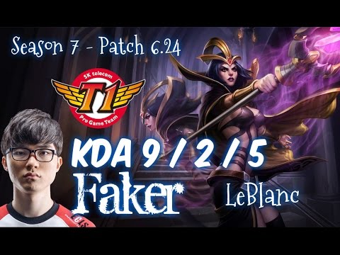 SKT T1 Faker LEBLANC vs LISSANDRA Mid - Patch 6.24 KR Ranked