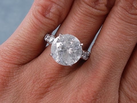 5.66 ctw Round Cut G I2 Diamond Engagement Ring - BigDiamondsUSA