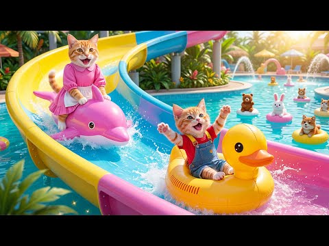 Ginger Kitten and Mama Cat Work Together to Make a Water Park Dream Come True 💦🐱❤️