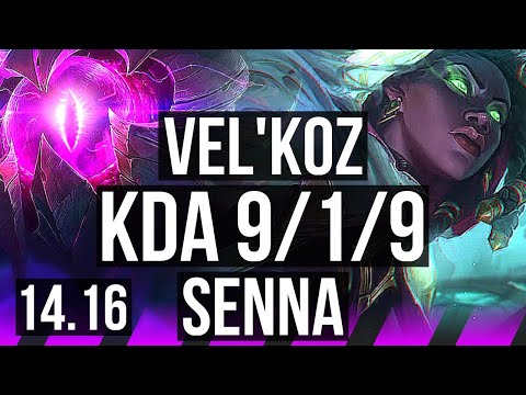 VEL'KOZ & Jhin vs SENNA & Ezreal (SUP) | 9/1/9, 1100+ games | EUW Grandmaster | 14.16