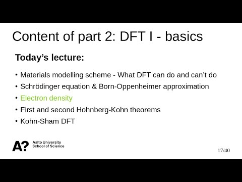 Introduction to DFT - basics - Electron density