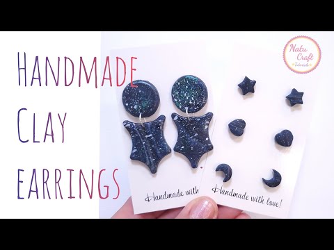 Clay earrings | Handmade clay earring | Galaxy clay earrings