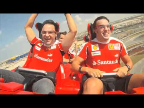 Fernando Alonso and Felipe Massa at Ferrari World Abu Dhabi