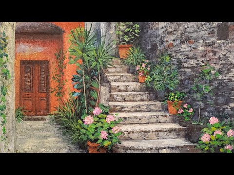 Old World Stone Stairs Acrylic Painting LIVE Tutorial