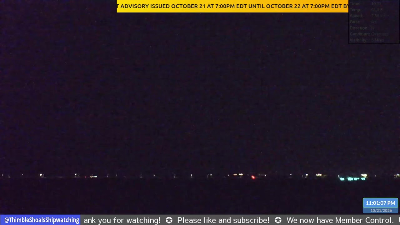 Live webcam view of Thimble Shoal Channel Ship Watching